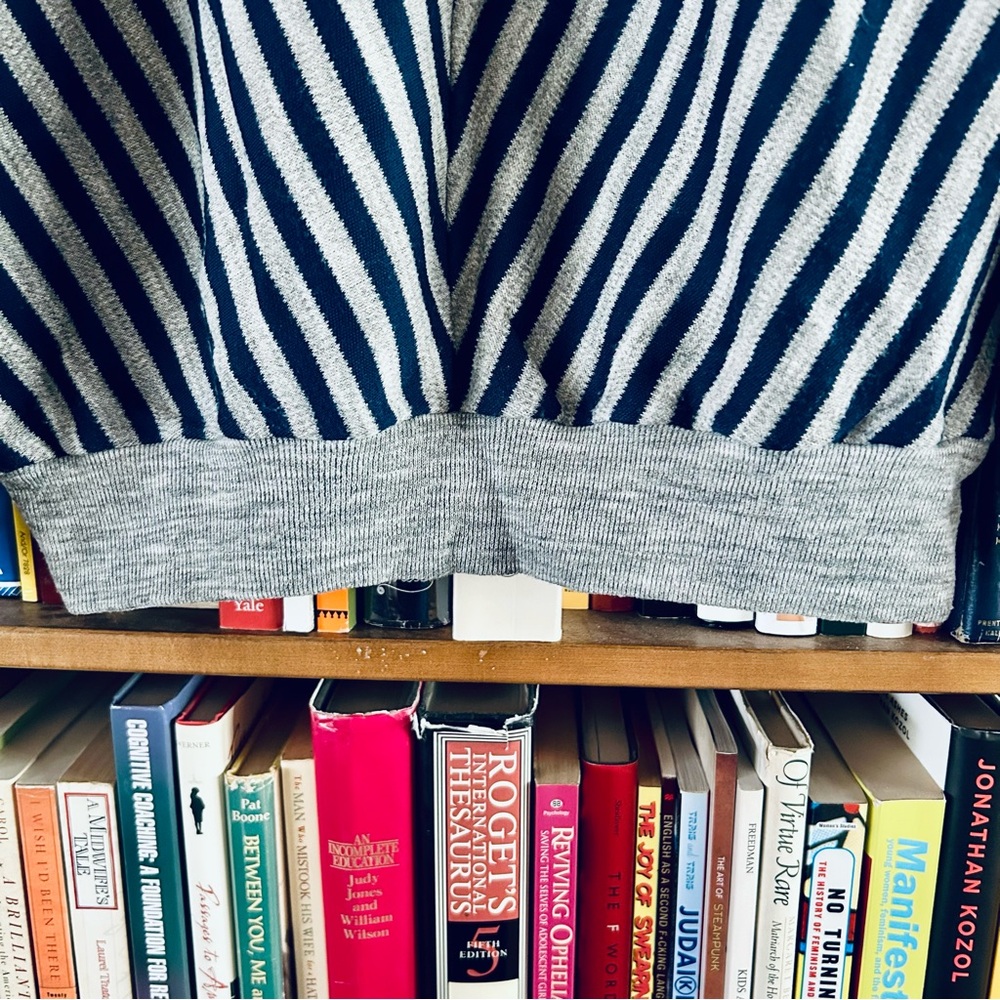 Sears Stranger Things Nancy Vibe Vintage 1980s Navy Gray Striped  Sweater sz L M - Picture 5 of 11